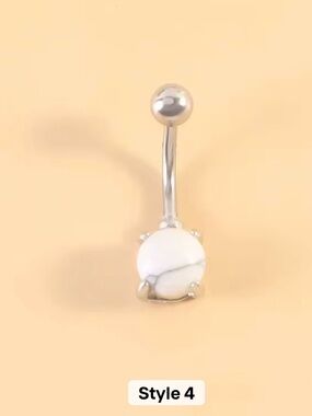 Silver Belly Button Ring w/Gemstone